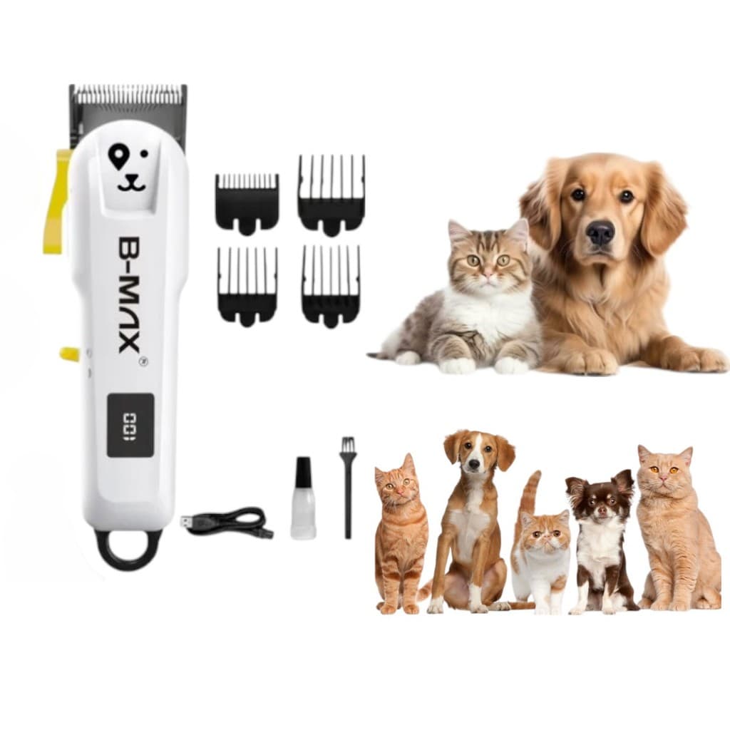 Máquina Tosa Recarregável Profissional Aparador Pelos Pet Branco Sem Fio Gato Cachorro Animal