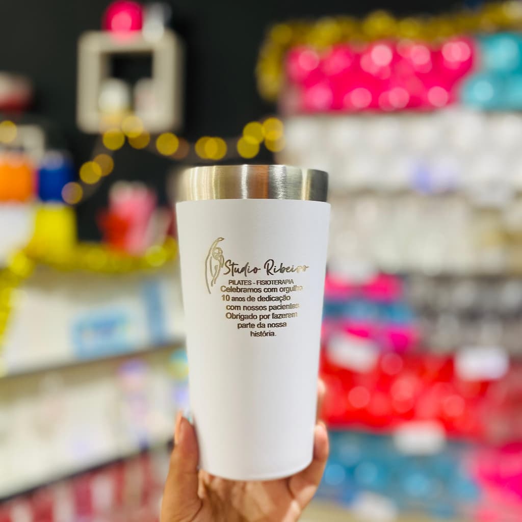 COPO TÉRMICO (COM TAMPA/ABRIDOR) PERSONALIZADO A LASER - 473ML