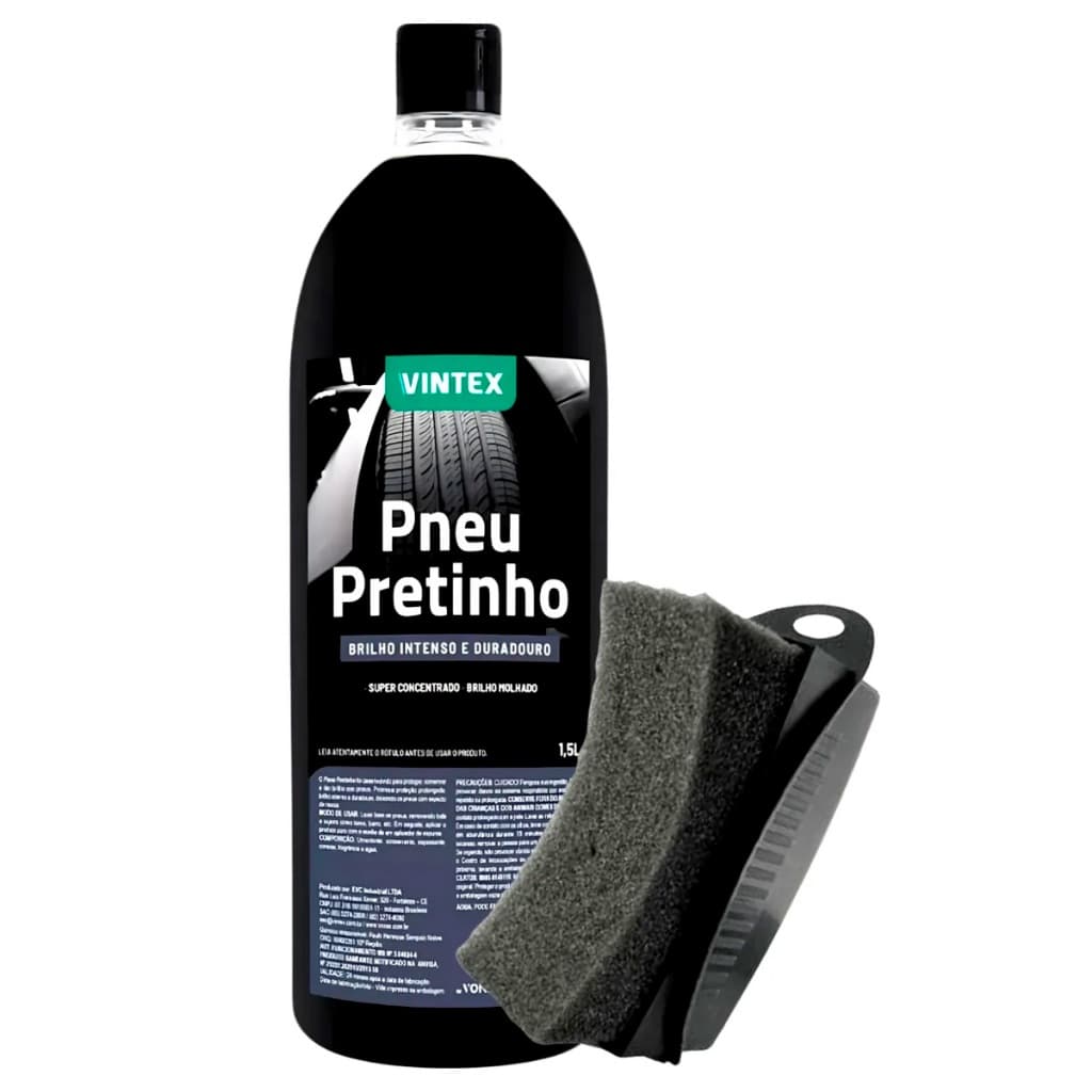 Kit Pneu Pretinho 1,5l Vintex + Aplicador Pretinho