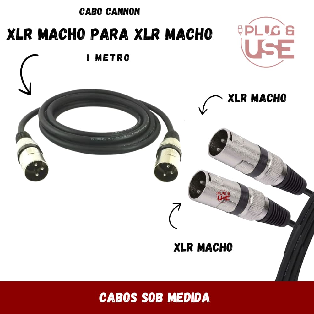 Cabo Xlr Macho X Xlr Macho 1 Metros Balanceado Cannon