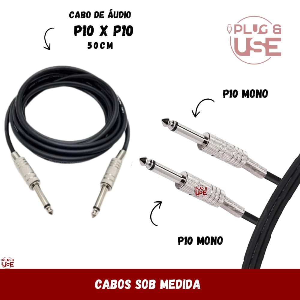 Cabo Para Guitarra Violão P10 P10 mono 50cm