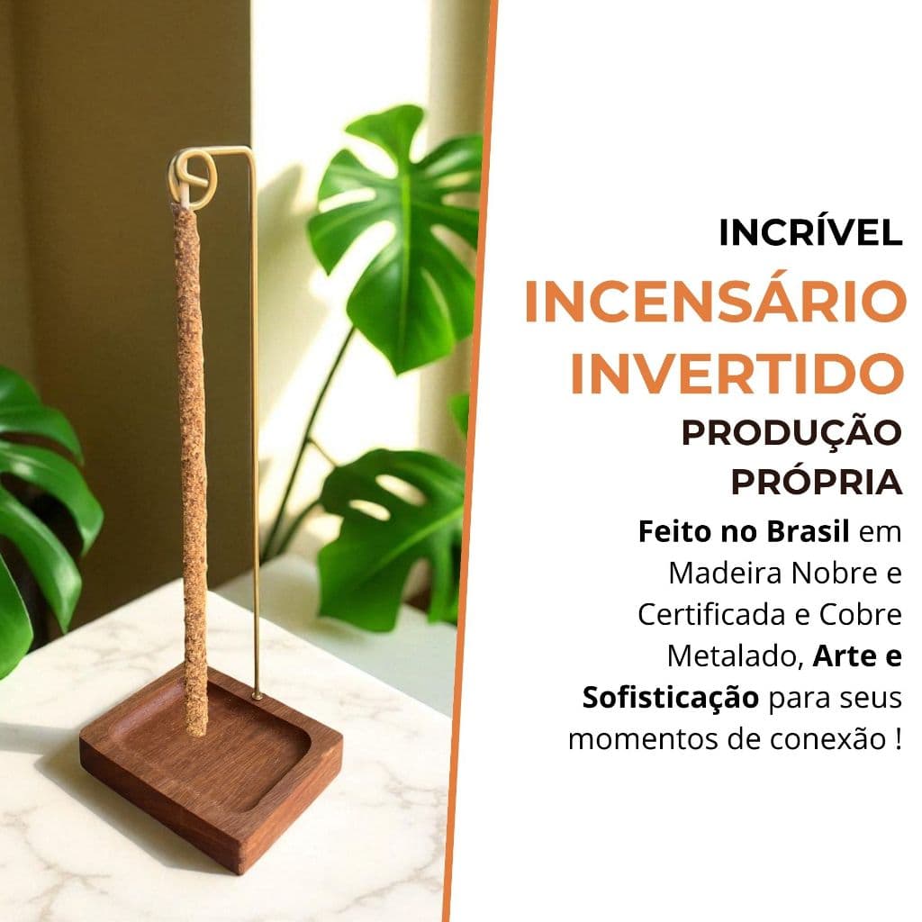 Incensário Invertido Porta Incenso em Madeira Nobre Artesanal