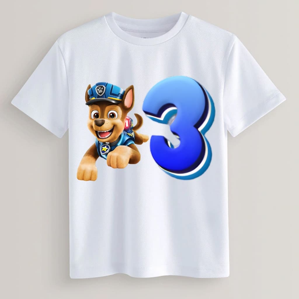 Chase Patrulha Canina Aniversário Camiseta Infantil Numero 1 ao 9