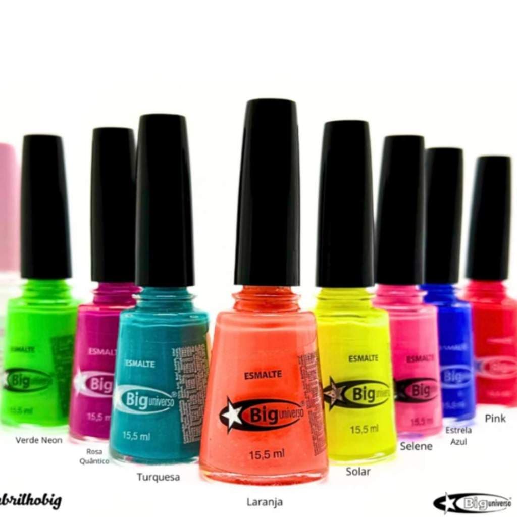 Esmaltes Cremosos Neon 15,5ml Big Universo Alta Cobertura Brilha na Luz UV
