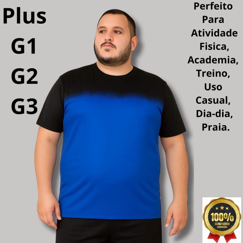 Camisa/Camiseta Plus Dry Fit  D'grade Mascullina Manga Curta Respirável -Academia-Atividade Fisica