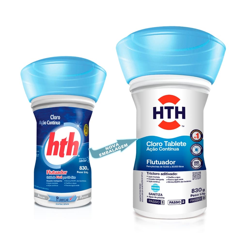Hth Flutuador Ação Contínua 830g Cloro Tablete Pastilhas Tricloro Aditivado Para Piscinas