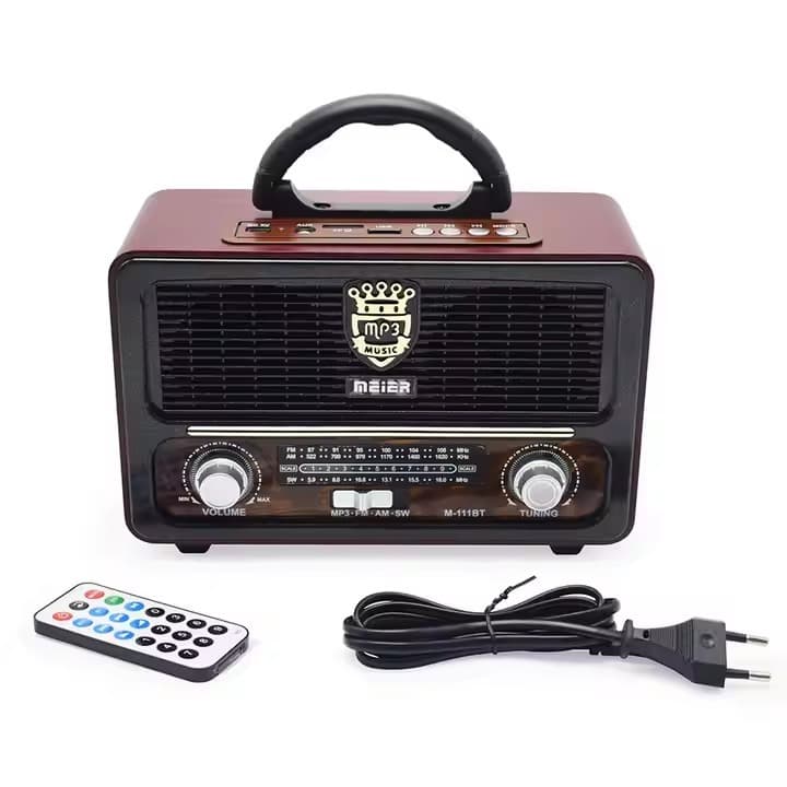 Rádio Retrô Bluetooth AD-3199 com USB, Cartão SD, Lanterna e Rádio FM/AM/SW – Caixa de Som Vintage Portátil