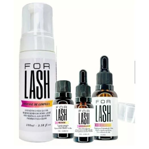 Kit Profissional FOR.LASH - Mousse Higienizador de cilios + Primer desengordurante cilios+ Acelerador de cola+Bruma Seca