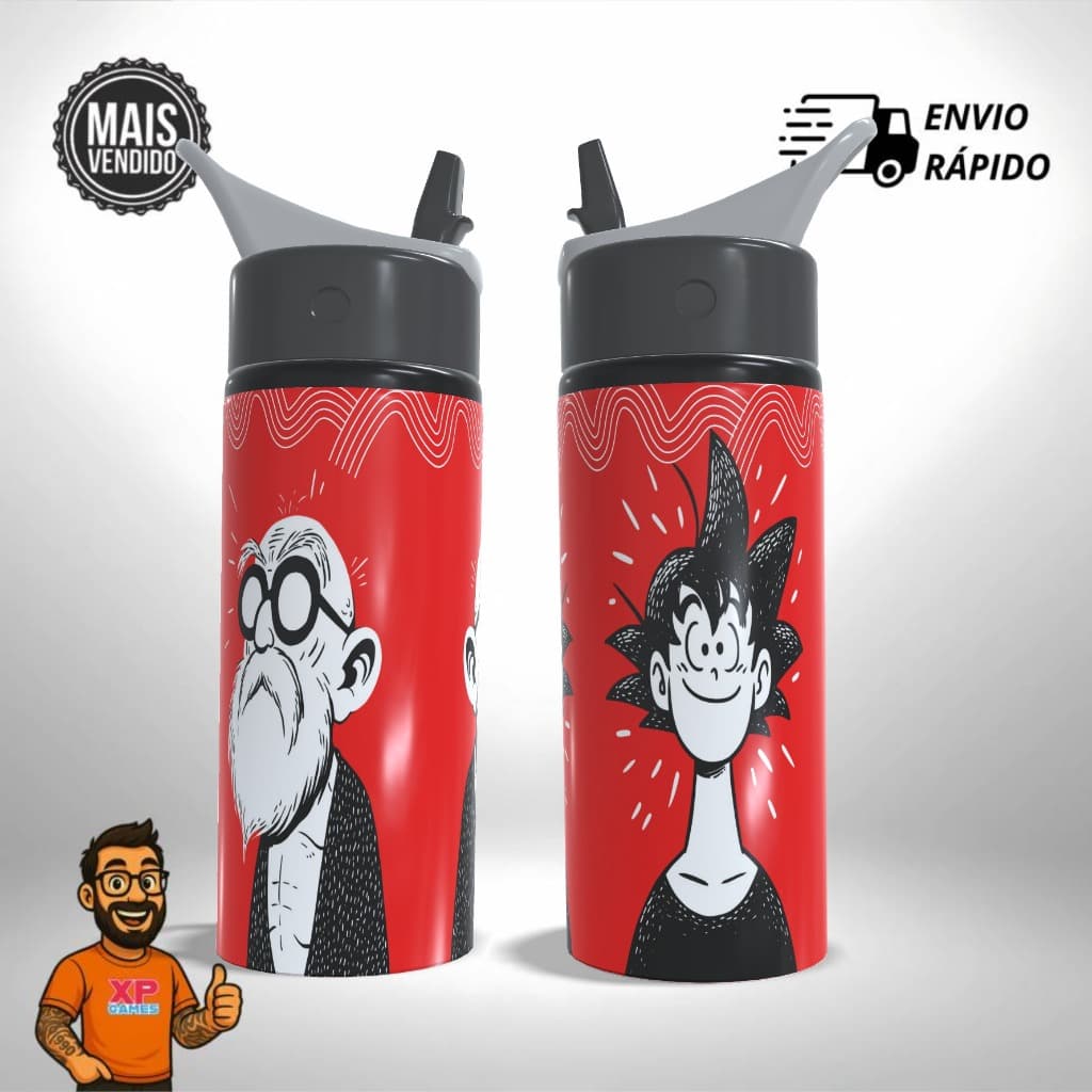 Garrafa Squeeze Personalizado Anime Dragon Ball Kame Cell  - Alumínio Escolar Infantil