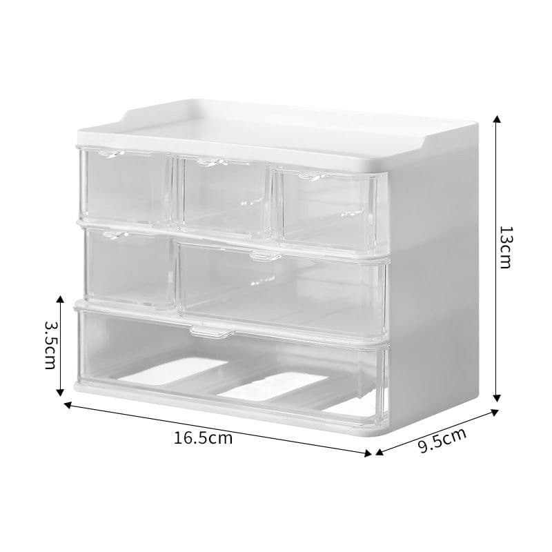 Organizador Mini Gaveteiro  Transparente Maquiagem Joia Papelaria   Com 3 Gavetas
