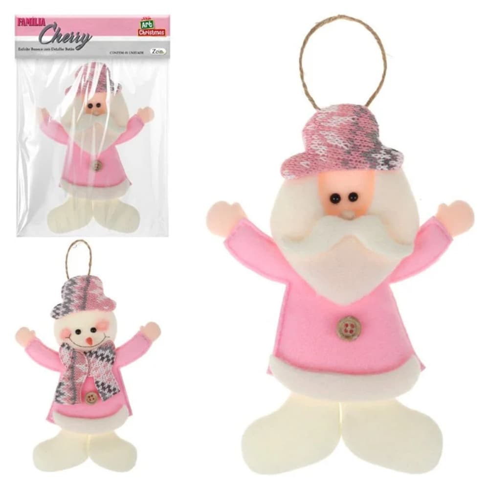 KIT 2 Fam Soft Enfeite Noel/Boneco Soft 18cm rosa natal