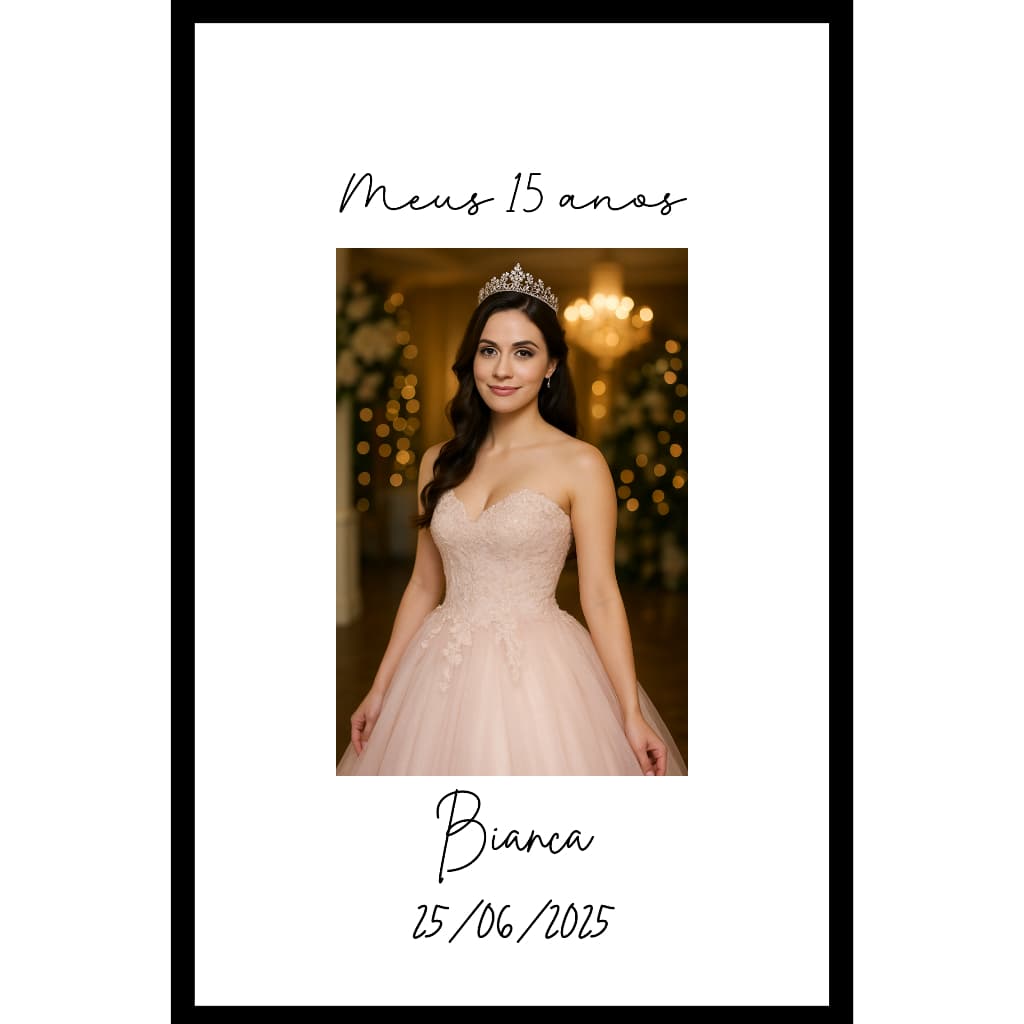 QUADRO MEUS 15 ANOS - Quadro decorativo mdf  - Personalizado foto e nome - Quadro para debutante