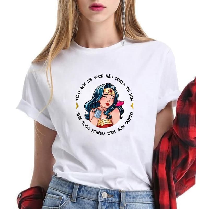 Camiseta Feminina Estampada Mulher Maravilha Frase Divertida Algodão - Envio Rápido