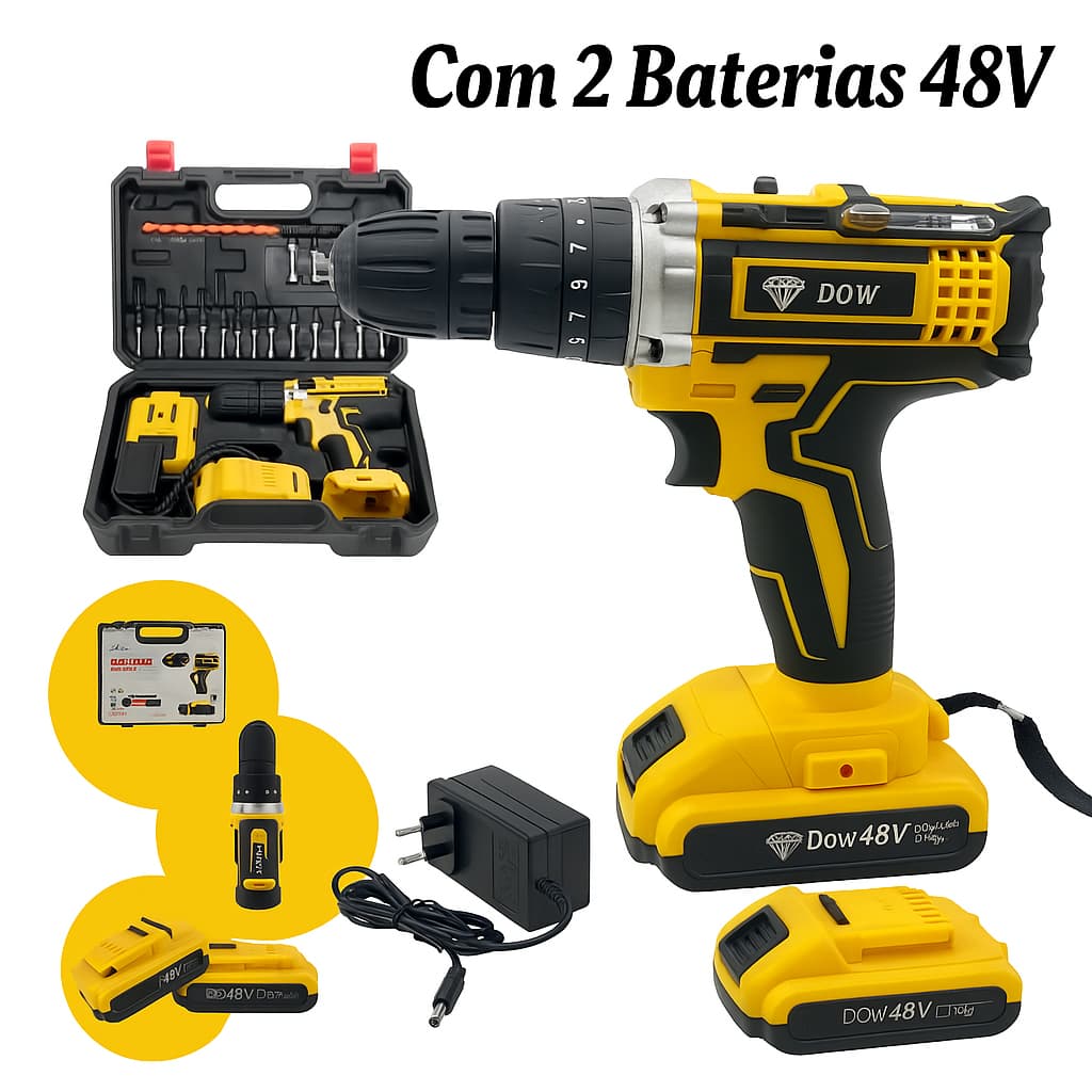 Parafusadeira furadeira 48v Com gancho e 2 bateria
