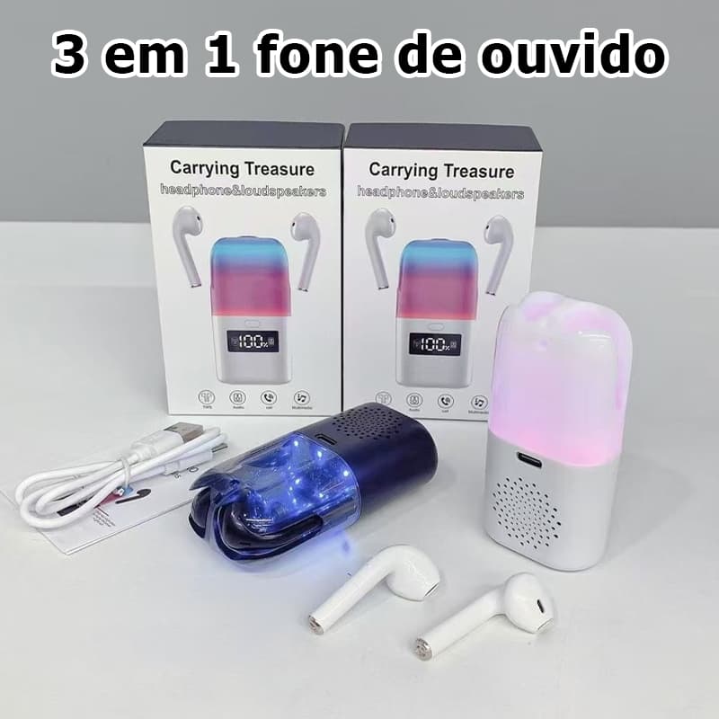 3 em 1 Fone de Ouvido Sem Fio+Speaker Com Cancelamento De Ruído Bluetooth 5.4Pop-Up para iOS e Android