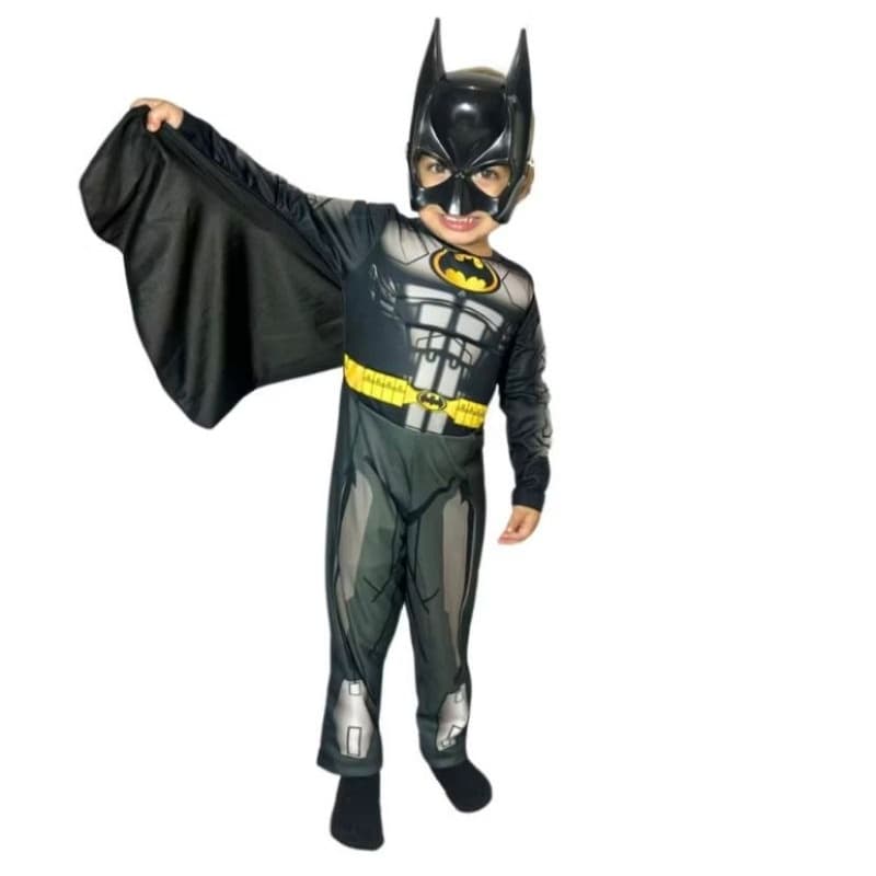 Fantasia Batman Longo Infantil Com Enchimento Mascara De Plástico E Capa