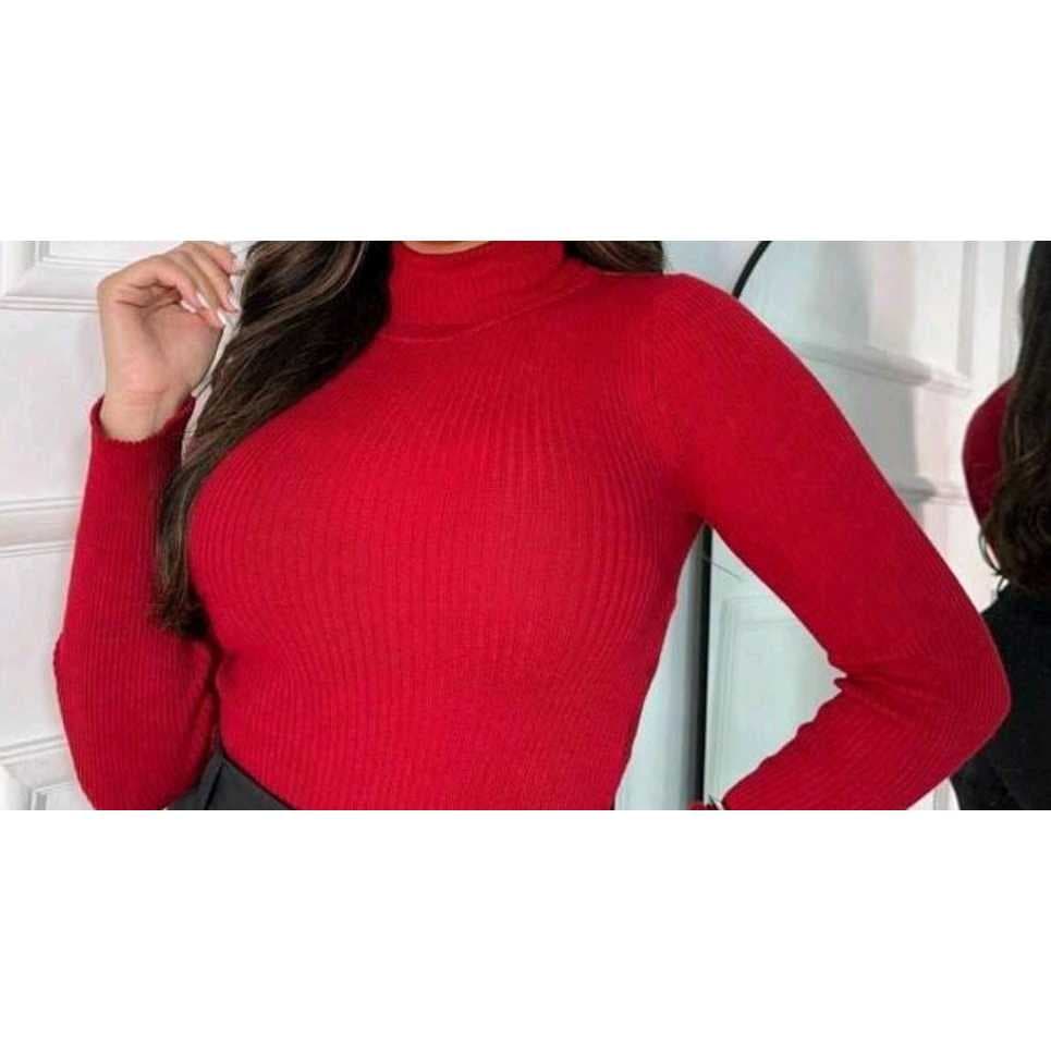 Blusa Feminina Tricô Gola Alta Cacharrel Lã Básica Moda feminina!!