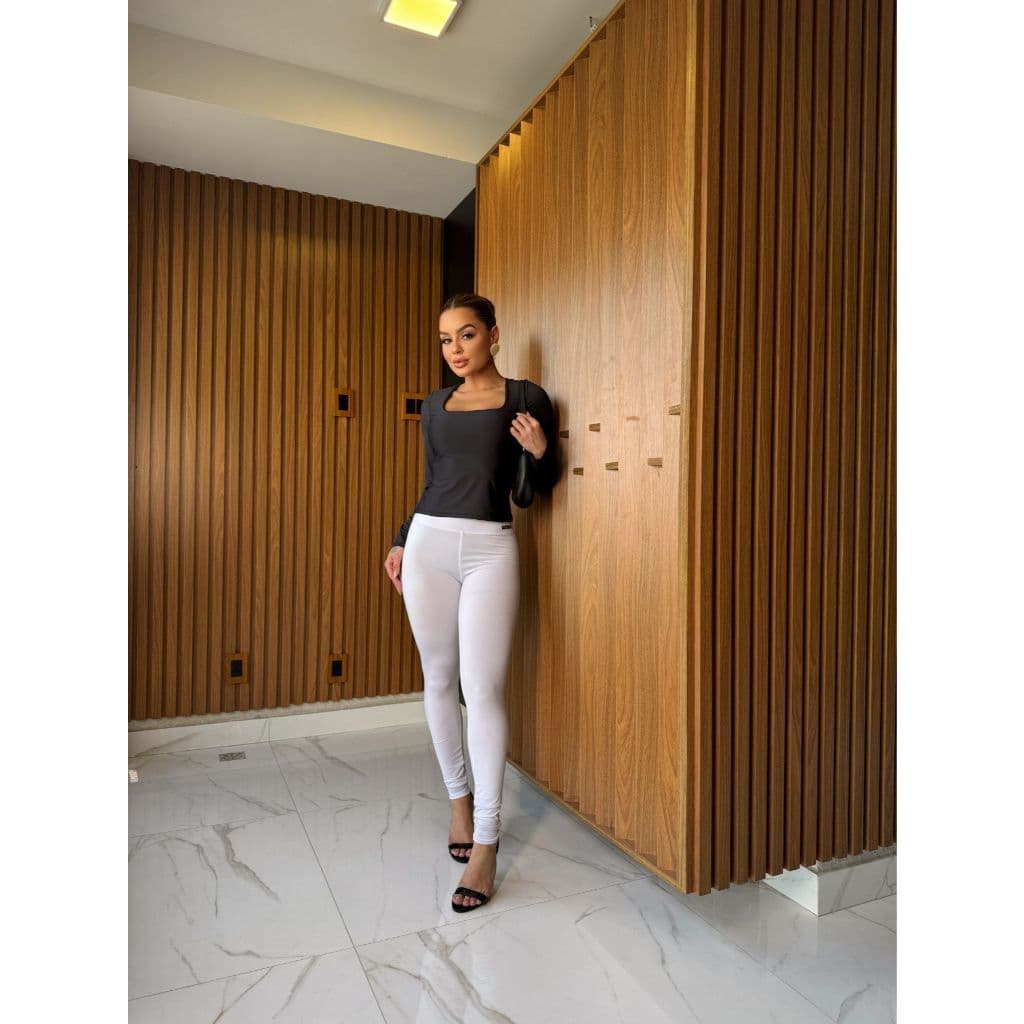 Legging Feminina Cintura Alta Fitness Casual Conforto p/ Academia e Dia a Dia (Preto, Branco, Cinza)