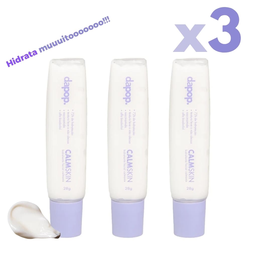 Kit Com 3 Hidratante Facial CalmSkin Calmante Pré Maquiagem Dapop 28g