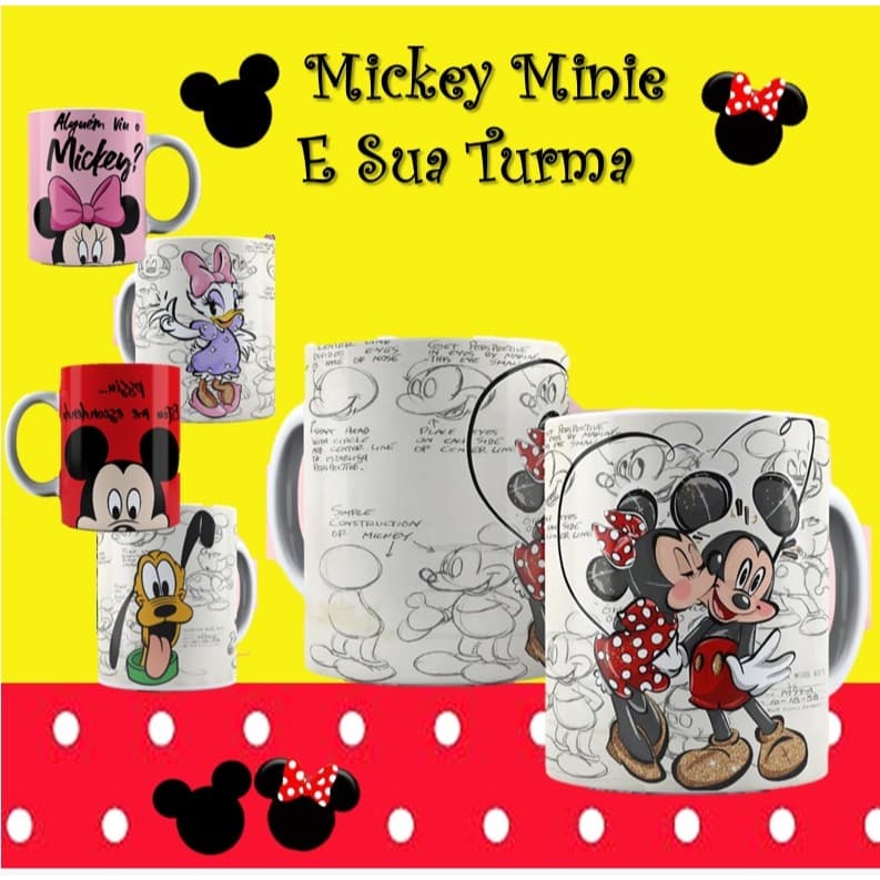 Caneca Personalizada Porcelana Mickey Minnie Sua Turma Margarida Donald Pateta Stitch Disney C/ Nome