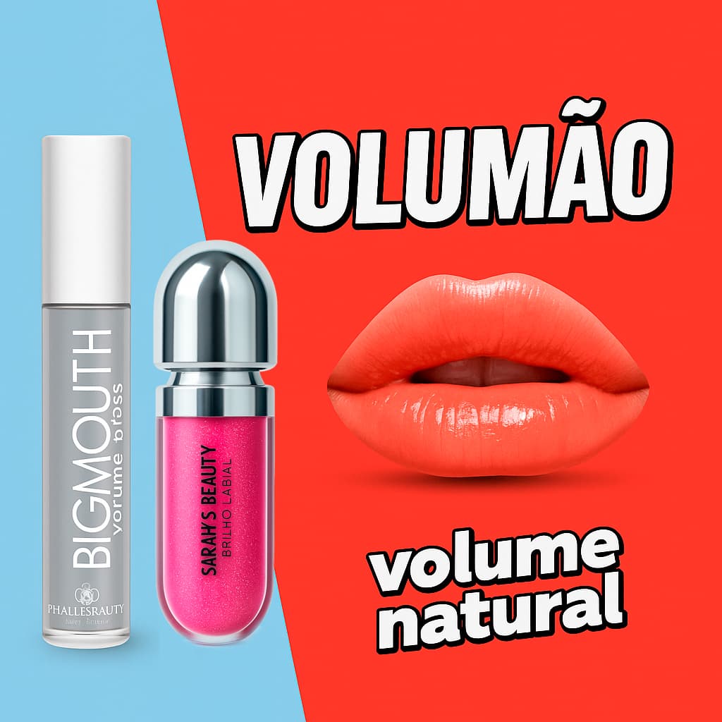 Combo Gloss Phállebeauty Big Mouth Incolor + Gloss Sarah Beauty | Brilho Intenso & Volume