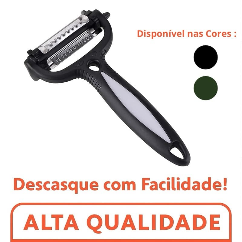 Descascador de Legumes e Frutas Ralador em Aço Inox de 3 Lâminas 5 em 1 Multifuncional e Manual