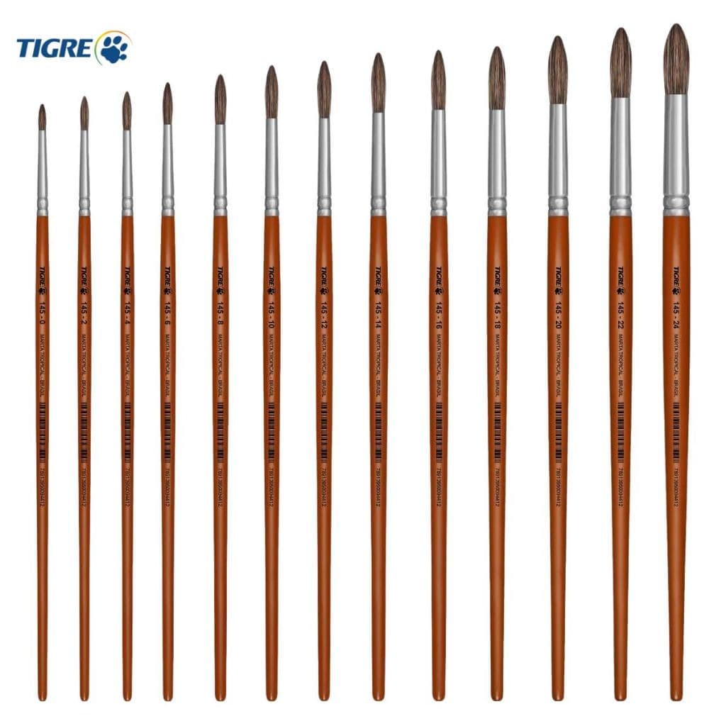 Pincel Redondo Aquarela Tigre 145 Pelo Marta