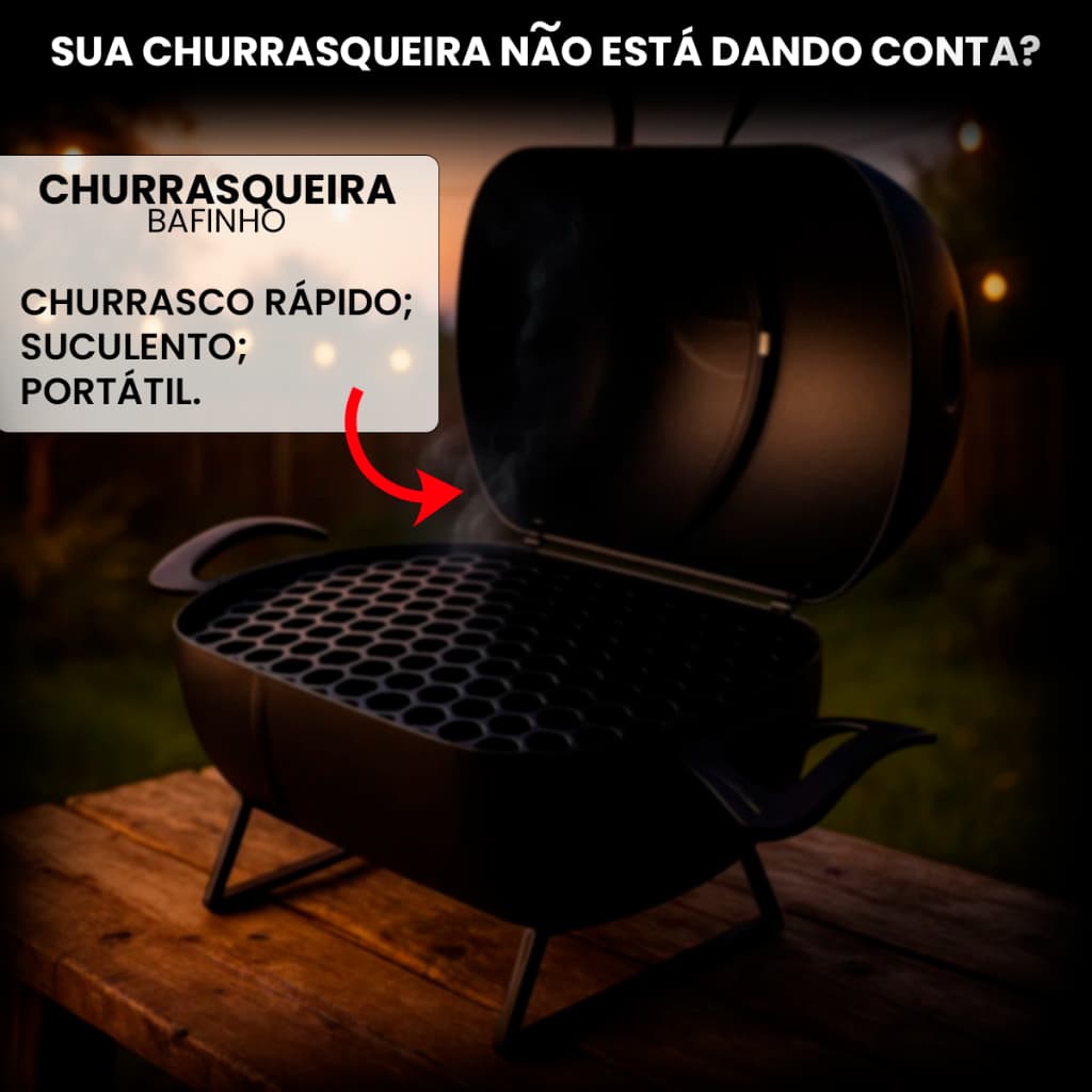 Churrasqueira Para Churrasco Móvel Bafinho  Tambor Mini Preta Grelhados
