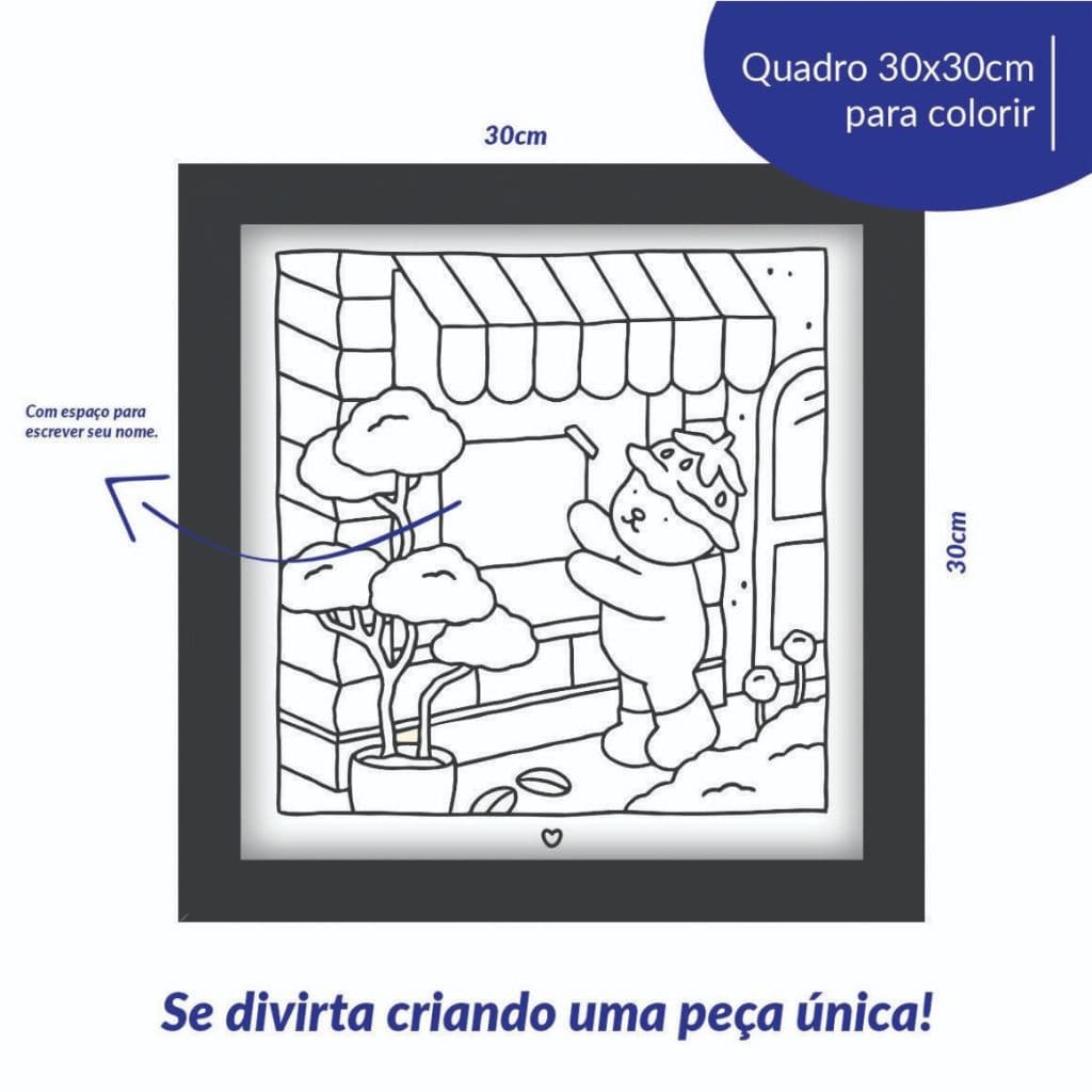 Quadro BoobGood Personalizado 30x30 para Pintar Colorir Infantil Decoração Criança Quarto