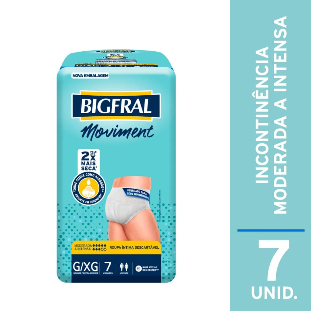 Roupa Íntima Unissex Bigfral Moviment G/XG com 7 Unidades