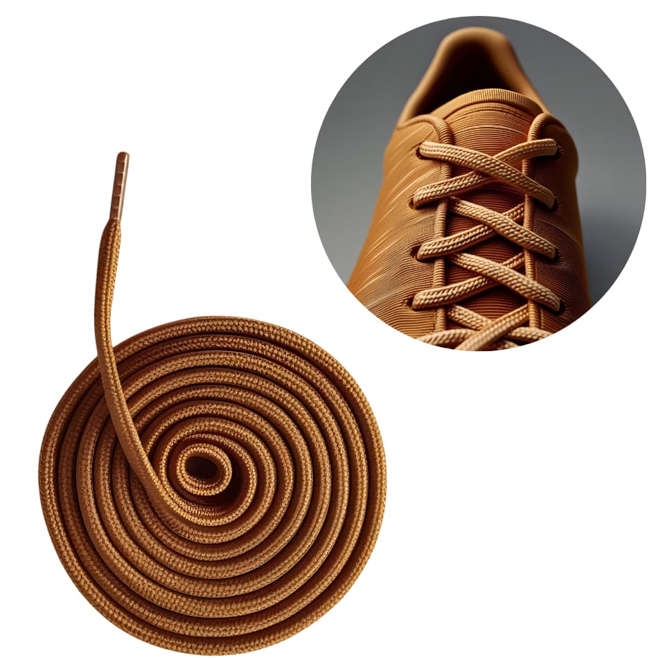 Cadarço Redondo Ocre R3 Par Roliço 130cm para Calçados Roupas Renove Tênis Sapatos Marrom Caramelo