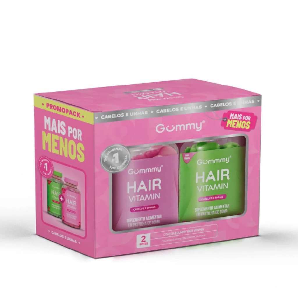 2 Gumm y Hair Vitamin cabelo e unhas em Gomas – 60 Unidades | Tutti-frutti+ MAÇA VERDE