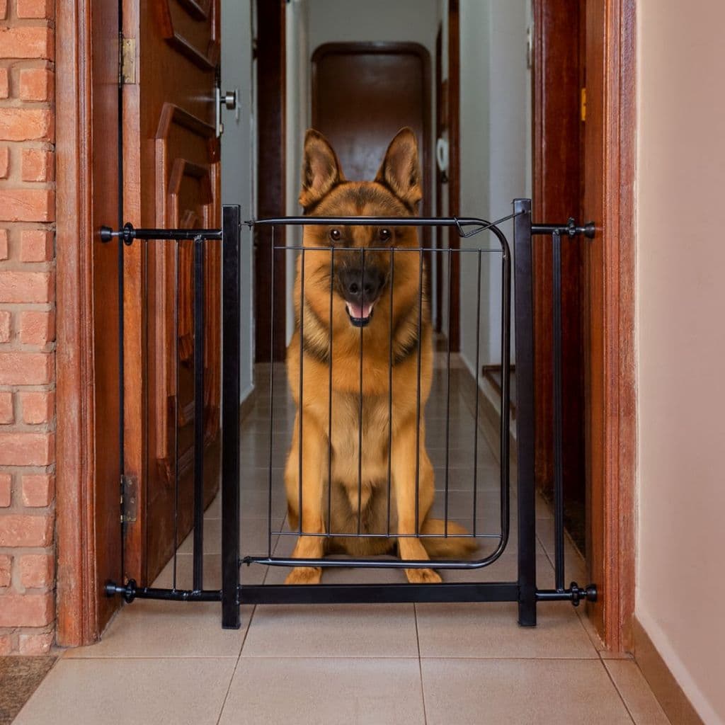 Grade Portão Portãozinho Proteção Pet Cães Cachorro Criança 80 A 100 Cm Reforçado Branco ou Preto