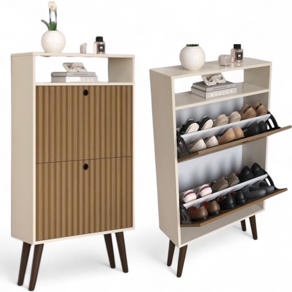 Sapateira Vertical 2 Gavetas Organizadora Calçados Retrô Sapateira Fechada Grande Compacta
