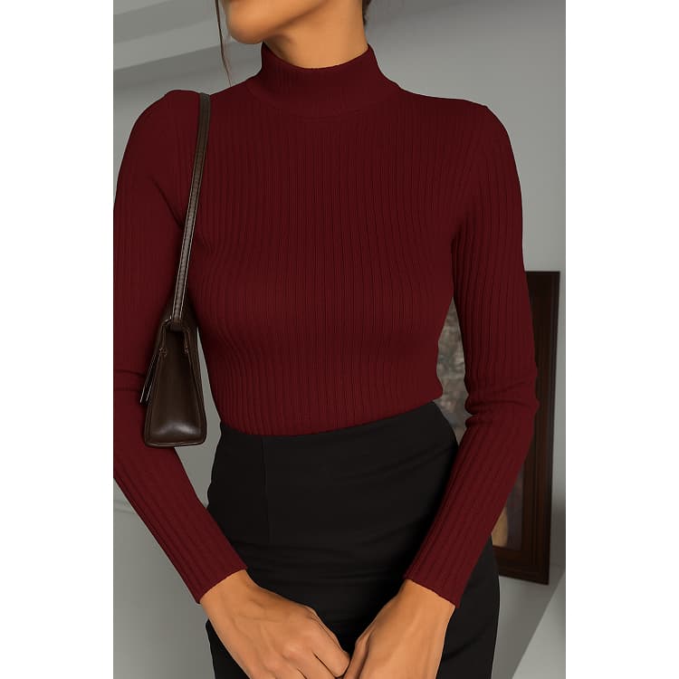 Blusa de Frio Feminina Cacharrel Gola Alta Manga Longa Canelada