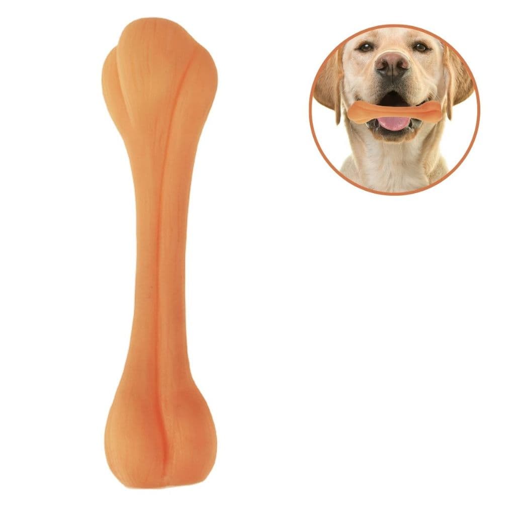Ossinho Brinquedo Mordedor Liso de Borracha Osso Interativo Cachorro Pet