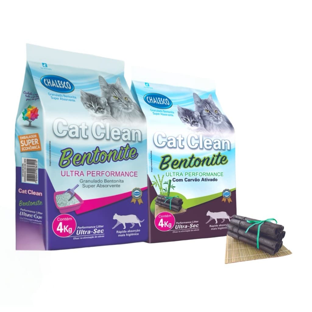 Areia para gatos bentonita Kit 2 areia para gatos granulado super absorvente ultra performance 4kg