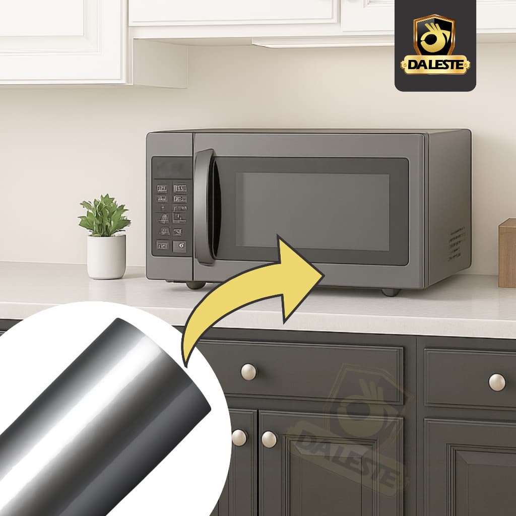 Adesivo Vinil 30cm Película Prata Para Microondas Tipo Inox Impermeável Envelopar Decoração Cozinha