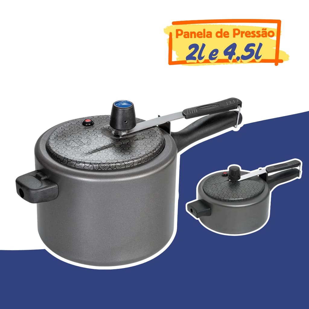Panela de Pressão em Alumínio Resistente Ramos Panela de Pressão 2,5 Litros Fechamento Interno
