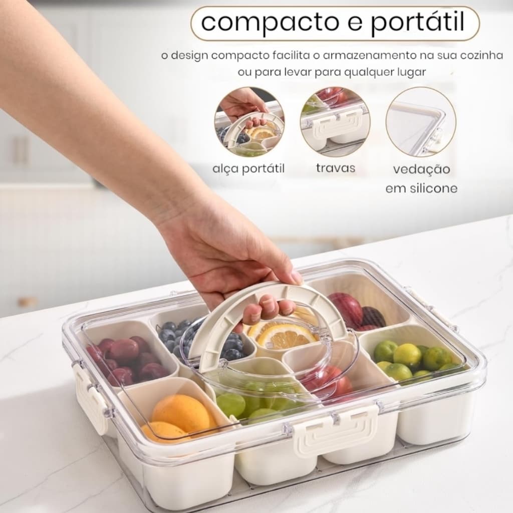 Pote Acrílico Grosso Luxo 8 divisórias / 4 divisórias De Frutas legumes Carnes Ovos Acrílico Transparente multiuso