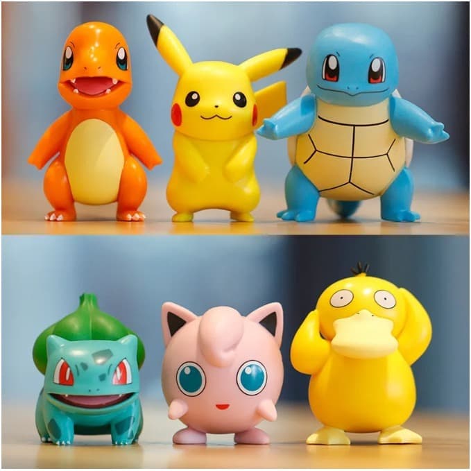 Pokemon Kit 6 Peças Coleção Colecionavel Action Figures Anime Bonecos Enfeite Decoração Quarto Gamer charmander squirtle