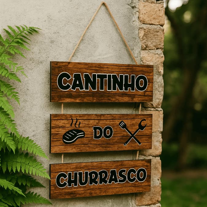 Placa Cantinho Do Churrasco Decorativa Parede MDF Rústico Decoração Área Gourmet Varanda Espaço Casa