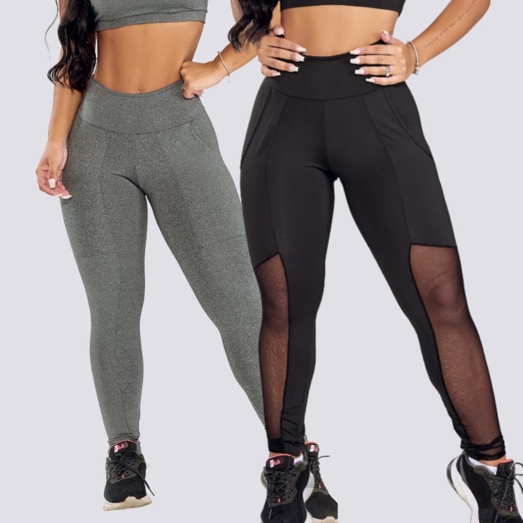2 Calças Legging  Academia Fitness Cores Sortidas