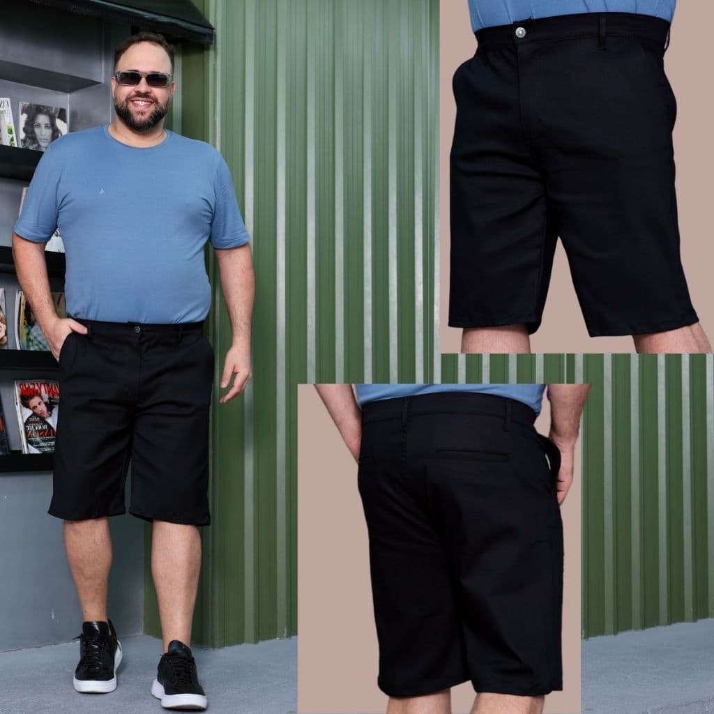 Bermuda Sport Fino Plus Size Sarja com Lycra Tamanhos Especiais 50 ao 56 Qualidade Premium