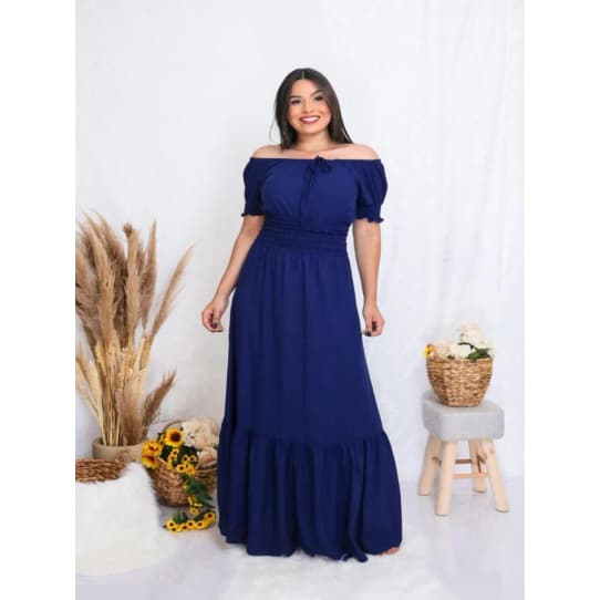 Vestido Longo Manga curta Elastex Ciganinha / Vestido ombro a ombro