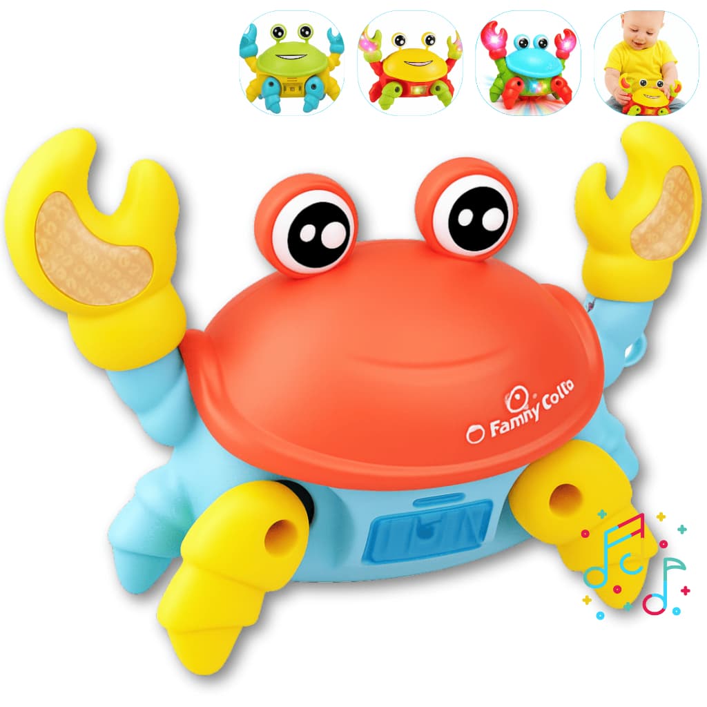Brinquedo Caranguejo Fujão Som Luz Musical e Movimentos Para Bebês Infantil Colorido