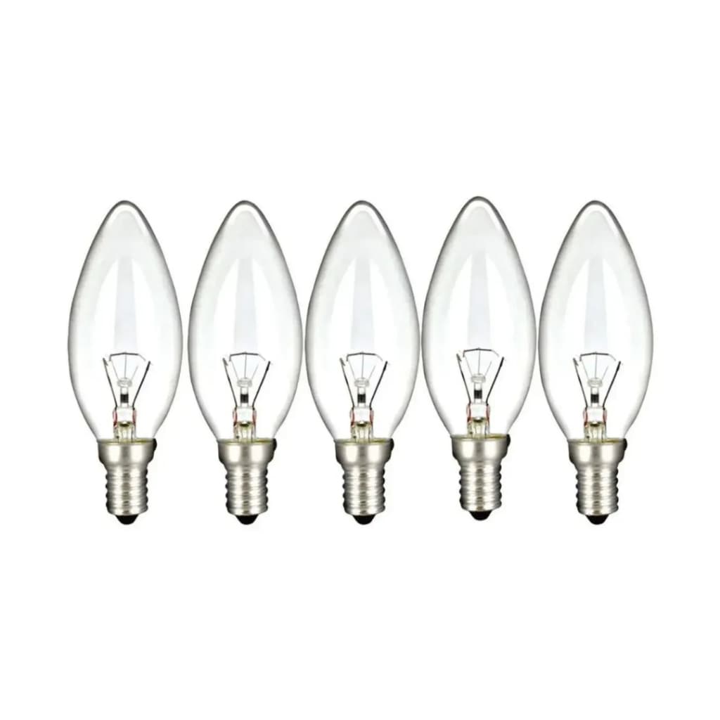 Kit 05 Lampadas Vela Lisa Clara 60w Soquete E14 220v