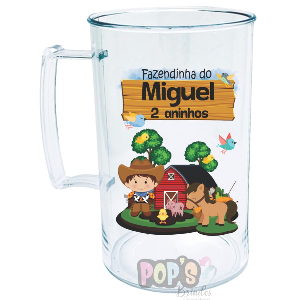 30 Canecas Acrílicas 300 ml Fazendinha