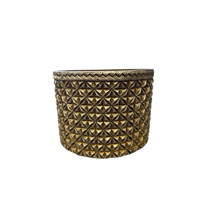 Vaso decorativo diamante dourado decoração sala quarto jardim escritório mesa