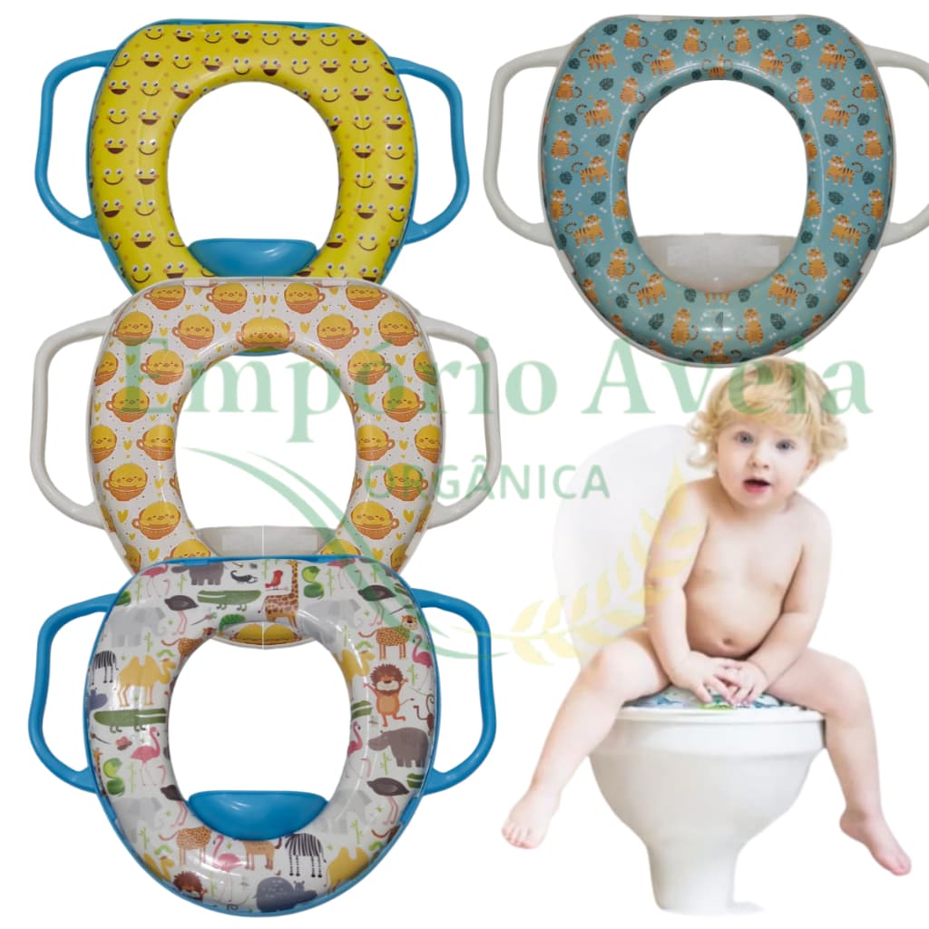 Assento Sanitário Redutor Infantil Com Alça Oval Segurança Vaso Sanitário Criança Estampas Diversas